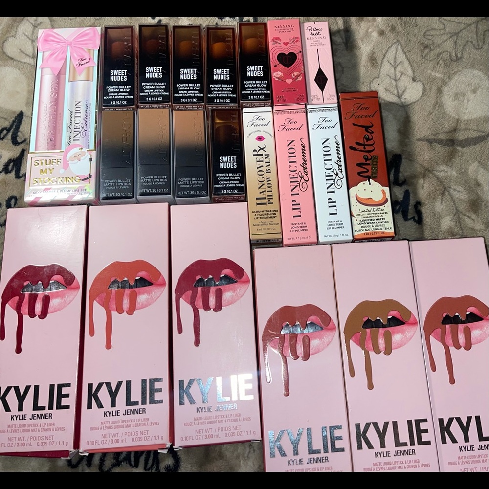 High End Lip product bundle - Huda Power Bullet, Kylie Lip kits, CT lipstick ect